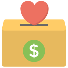 Illustration of Donation Box with heart going into the slot